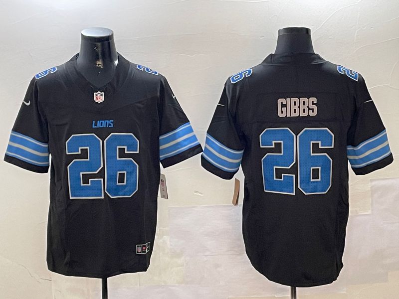 Men Detroit Lions #26 Gibbs Black three generations 2024 Nike Limited NFL Jersey style 1->detroit lions->NFL Jersey